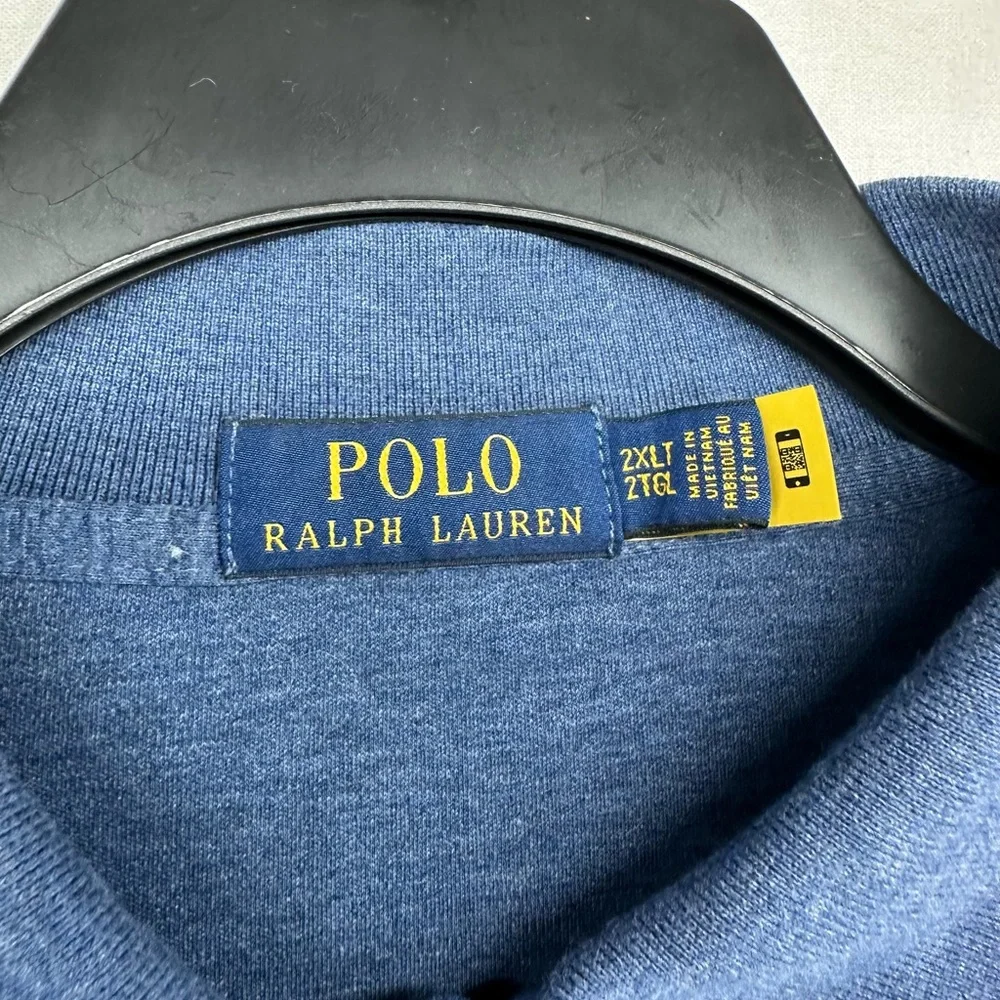 Polo Ralph‎ Lauren Polo Shirt Mens 2XLT Blue Tricolor Pony Classic Fit Casual